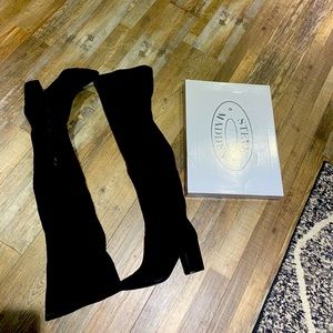 Steven Madden suede thigh high boots black size 8
